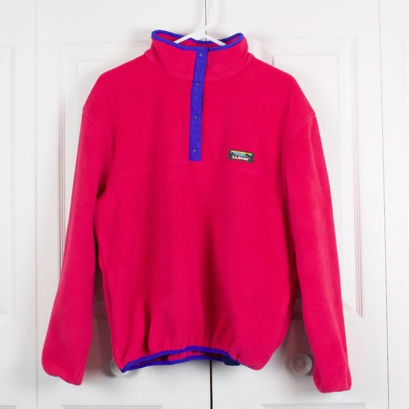 L.L. Bean Jackets & Blazers - VTG LL BEAN T Snap Pullover Fleece Jacket Pink L